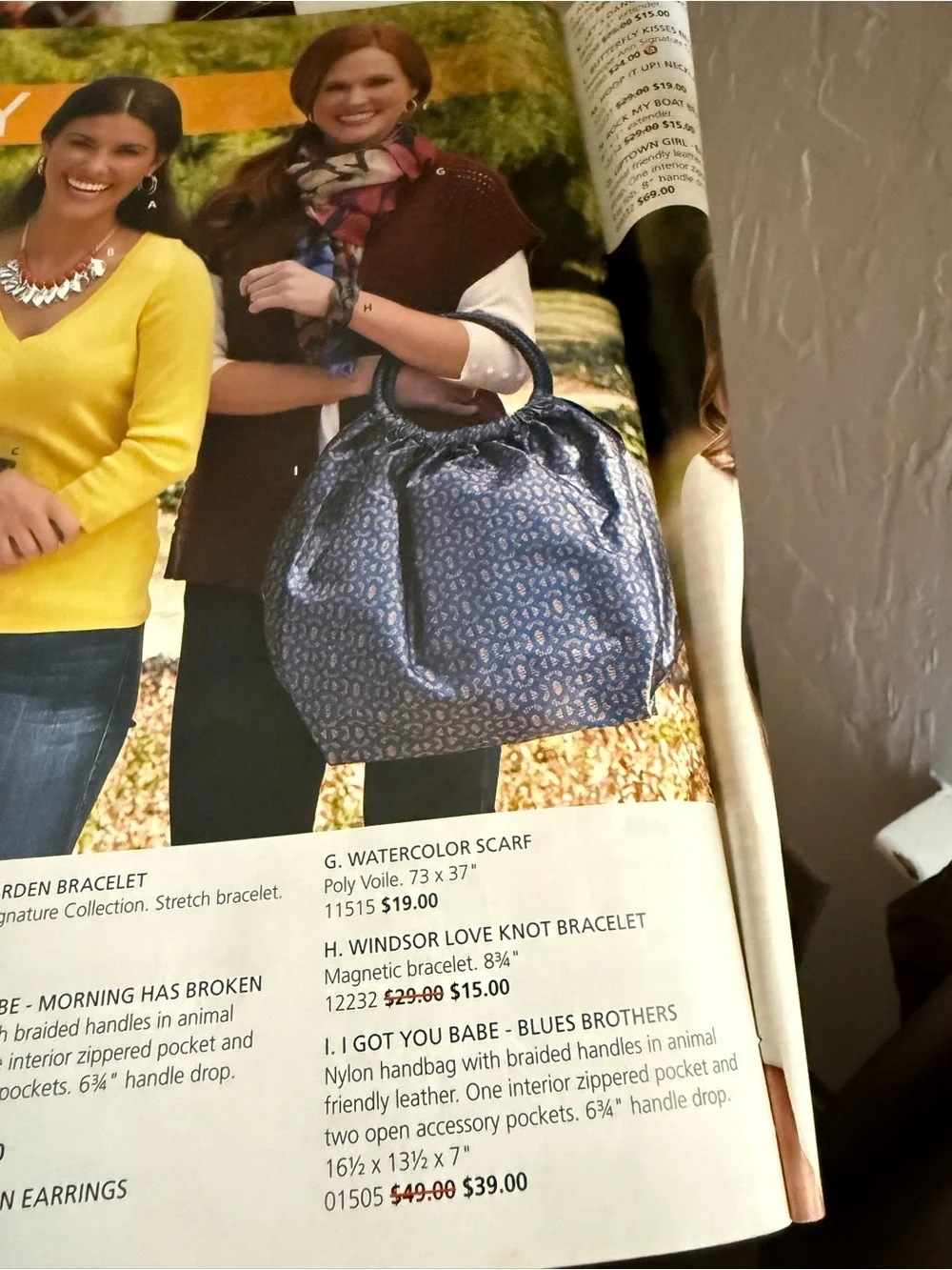 Blue Patterned Round-Handle Women’s Tote Bag